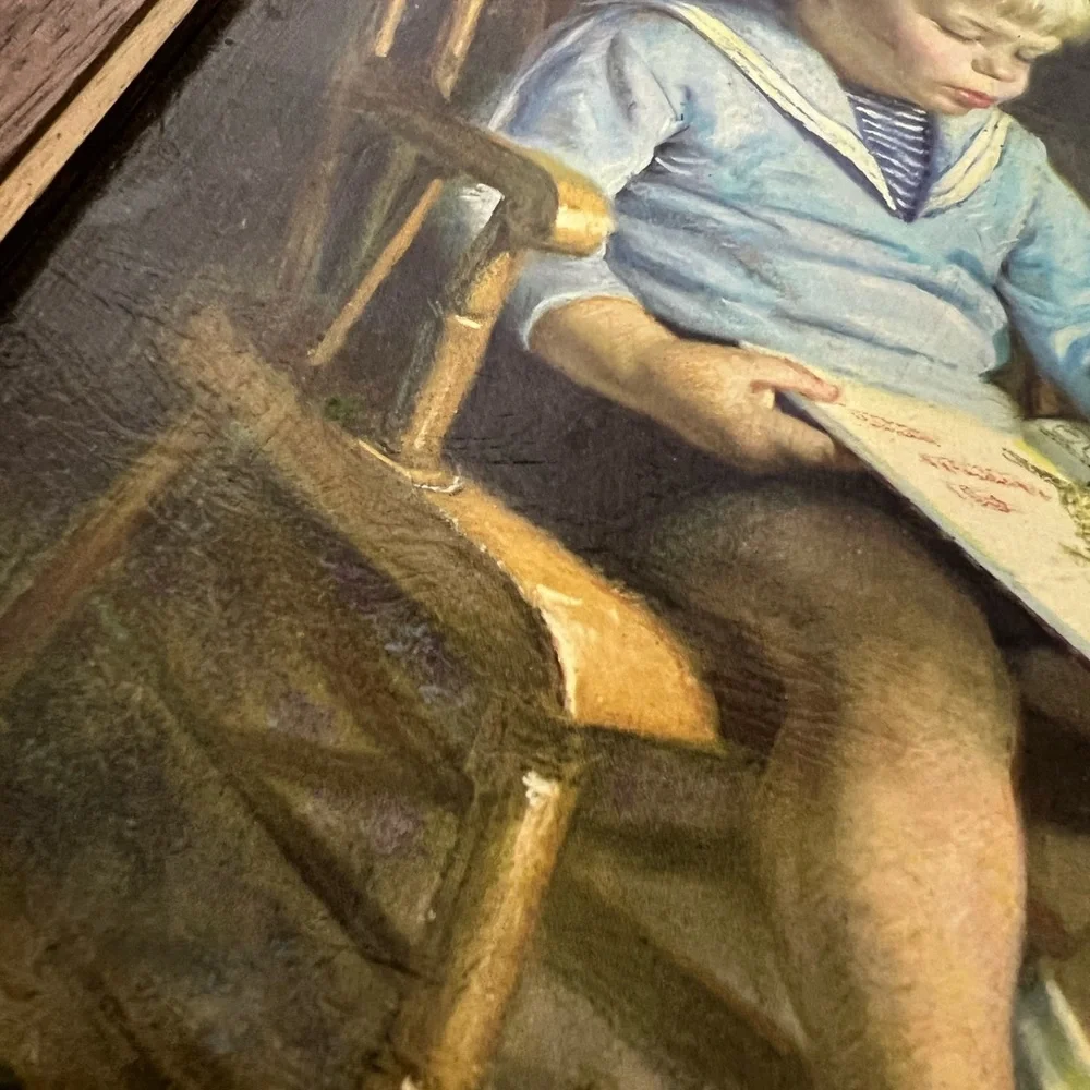 VTG Ingwerson Framed "Gary" Reofect Textrued Oil Reproduction 12" x 10" Nursery - Picture 8 of 10